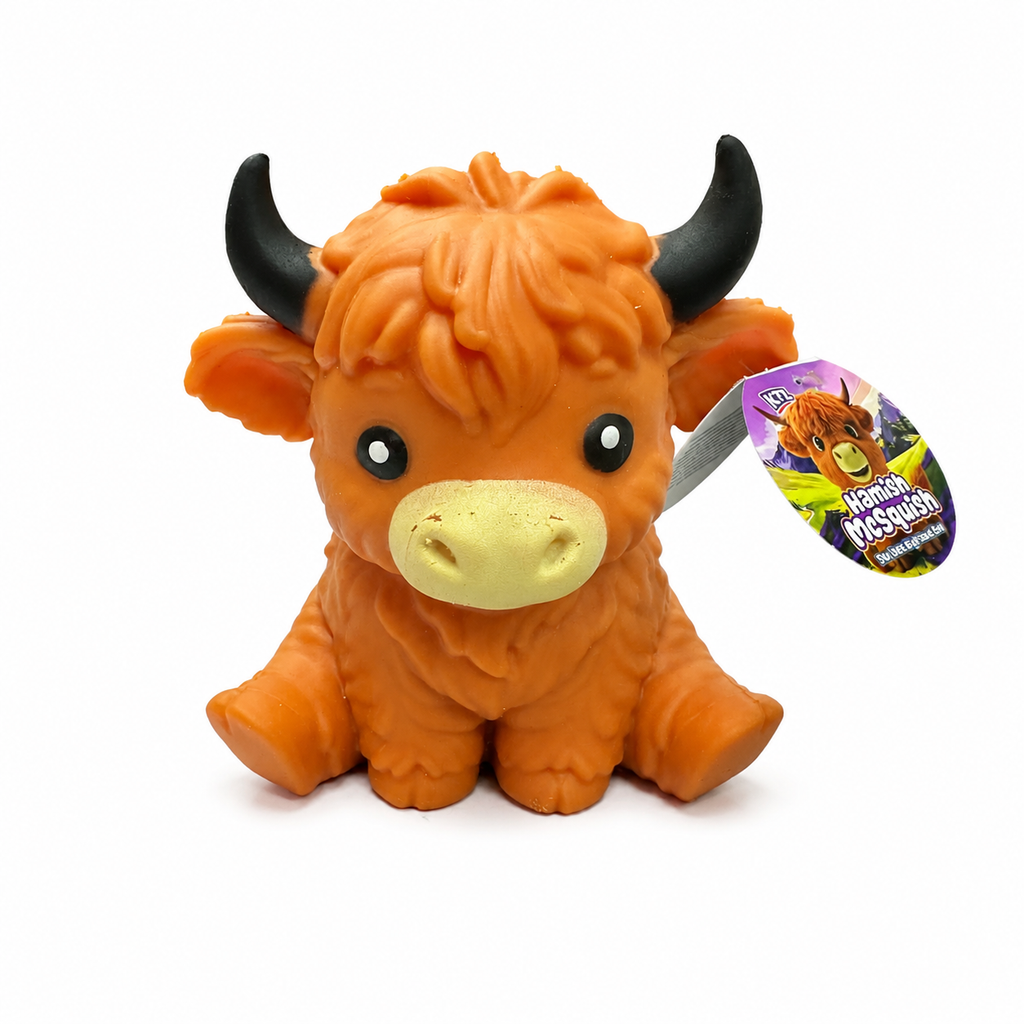 Hamish McSquish Highland Cow Squishy Sensory Toy front view