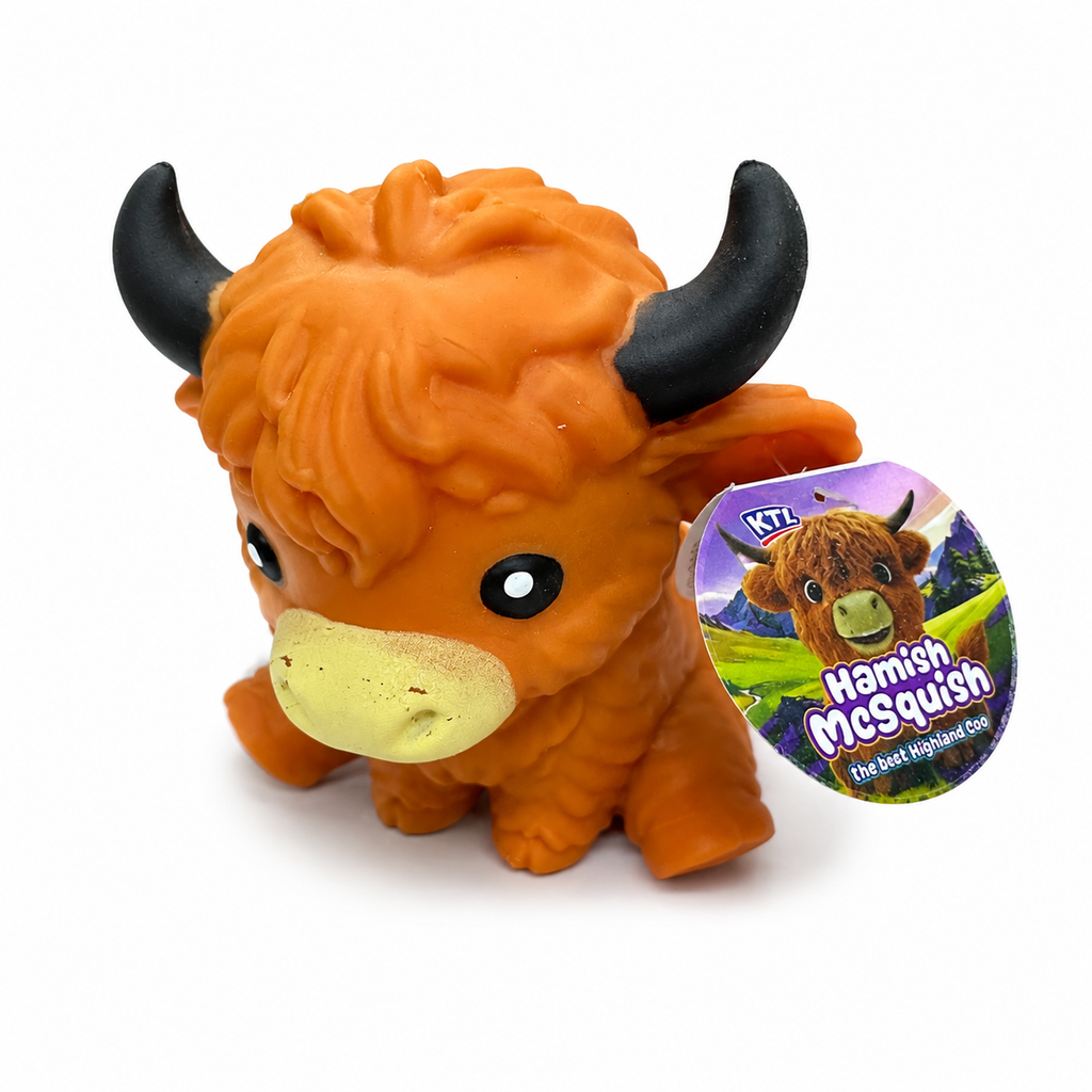 Hamish McSquish Highland Cow Squishy Sensory Toy side view