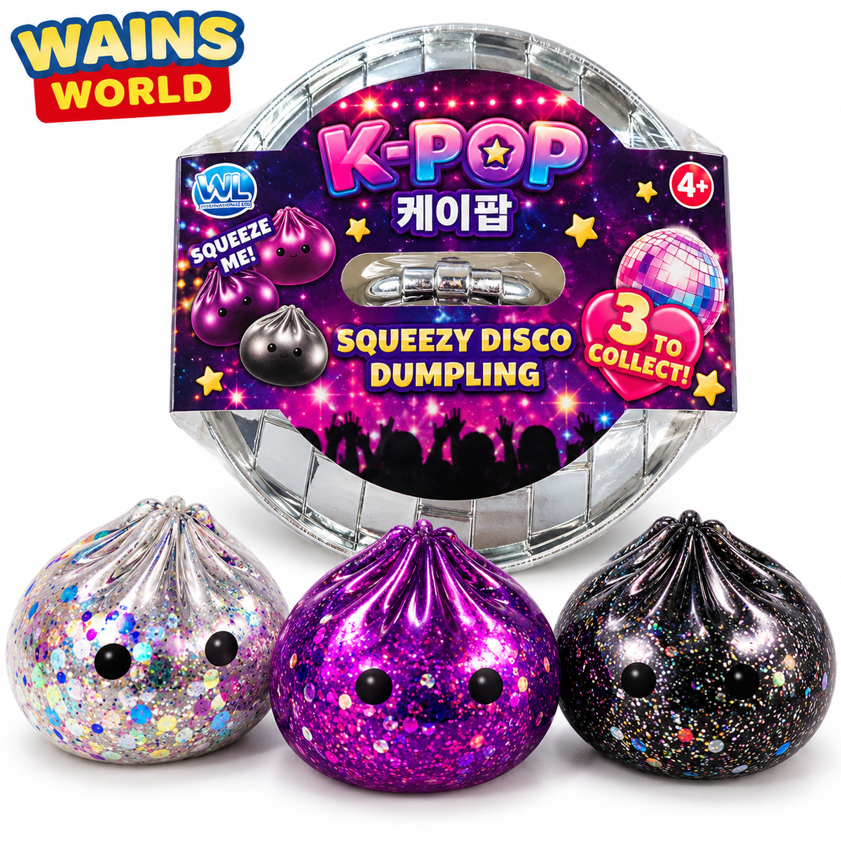 K-Pop Giant Squishy Bao Bun Glitter Ball Mystery Dumpling - Wains World