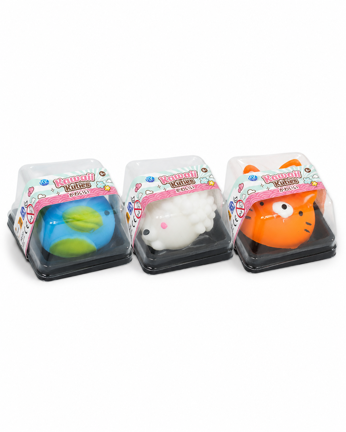 Kawaii Tummies whale, white sheep and orange fox