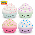 Large cupcake squishies with sprinkle, heart, bow and star designs