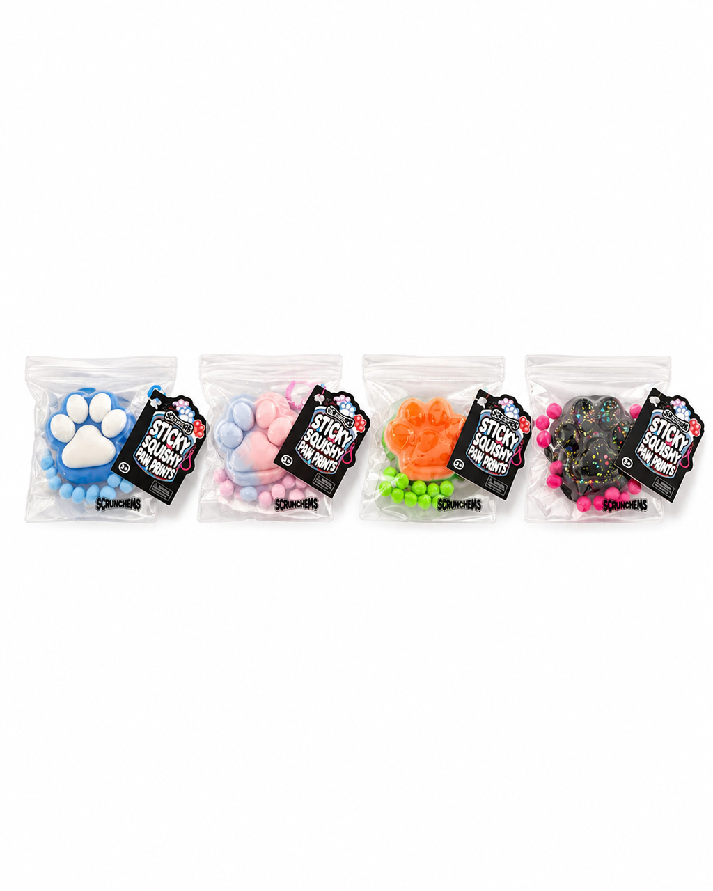 Scrunchems Sticky Squishy Paw Prints - four designs