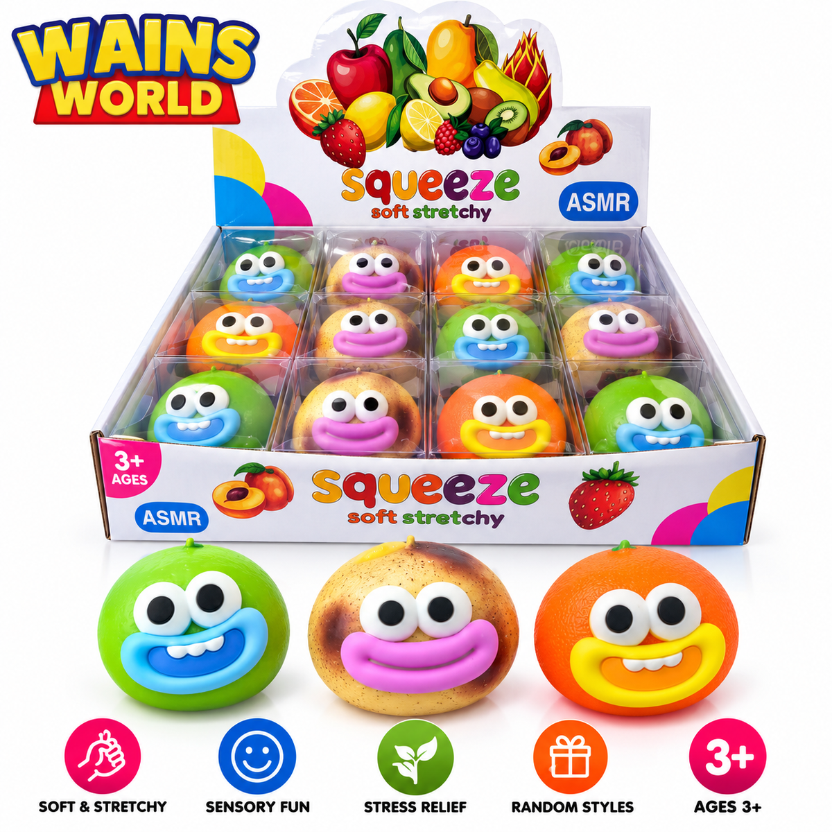 Smusher Style Fruit Squishy Face sensory toy