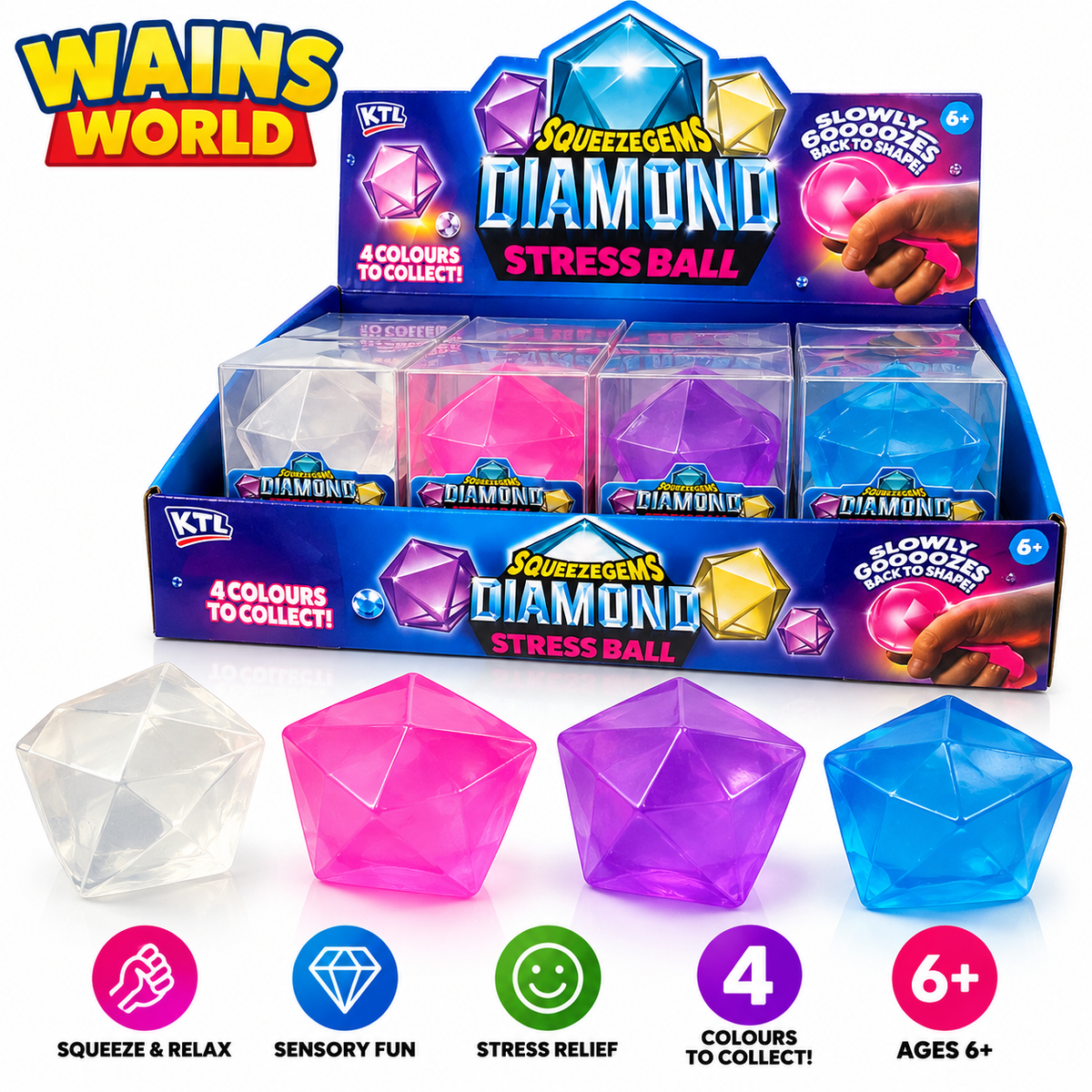 SqueezeGems Diamond Stress Ball sensory squishy toy