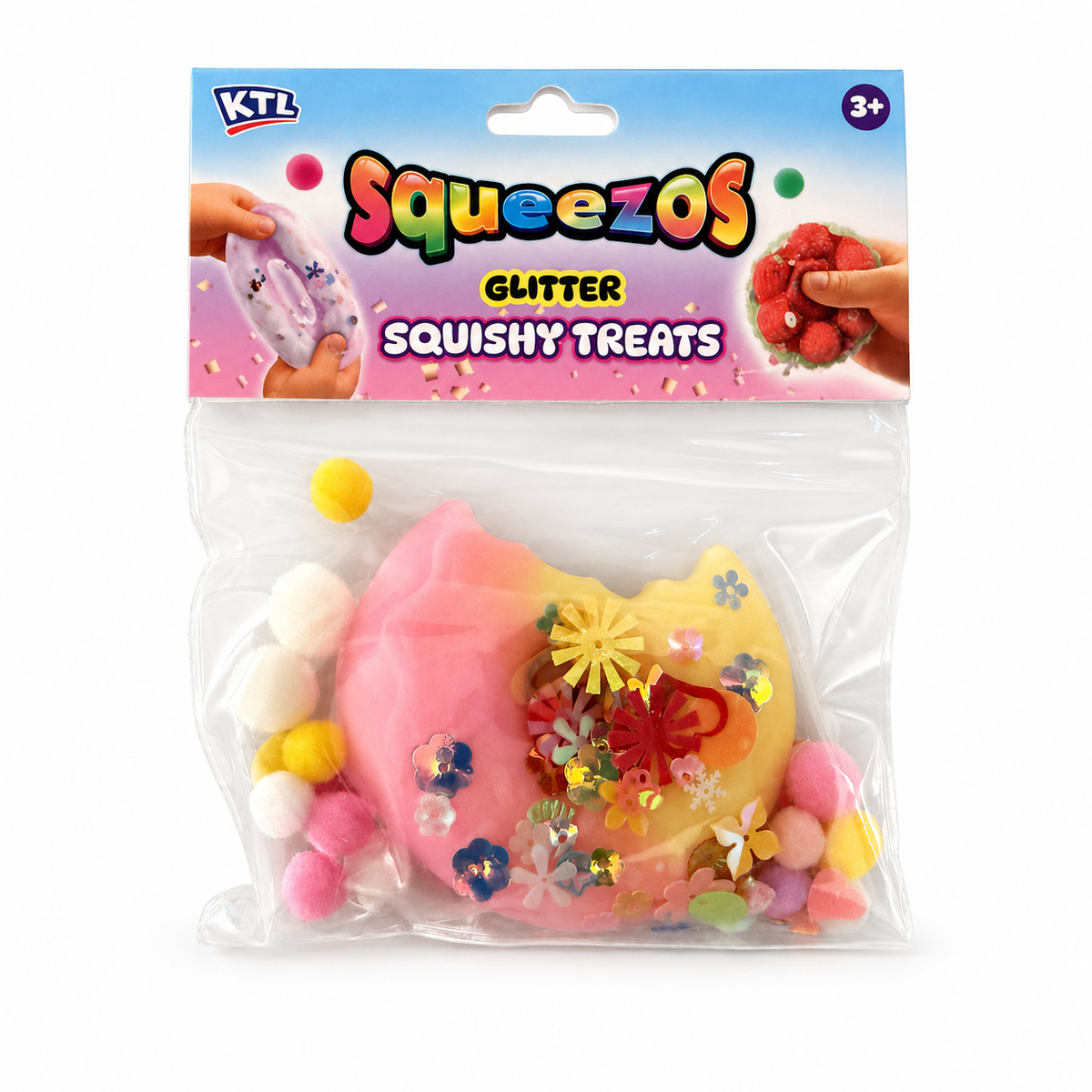 Pink and yellow dessert Squeezos Glitter Squishy Treat