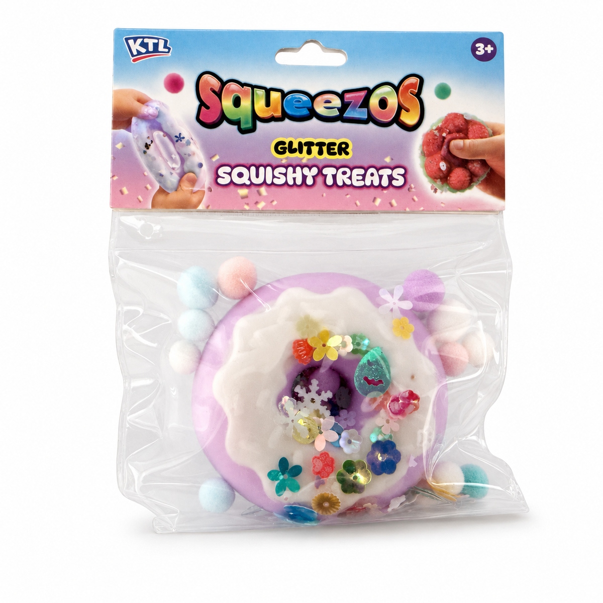 Purple doughnut Squeezos Glitter Squishy Treat