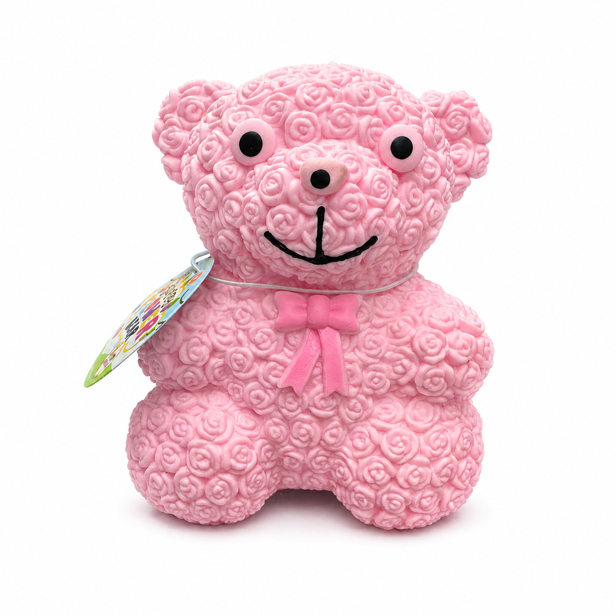 Pink Squeezy Flower Bear Squishy Sensory Toy alternate view on white background