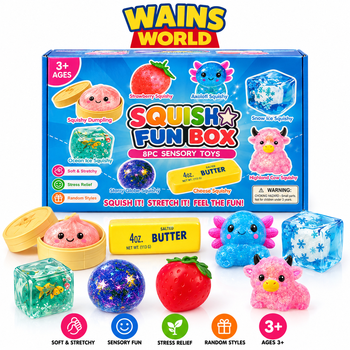 Squish Fun Box 8PC Sensory Toys - Wains World
