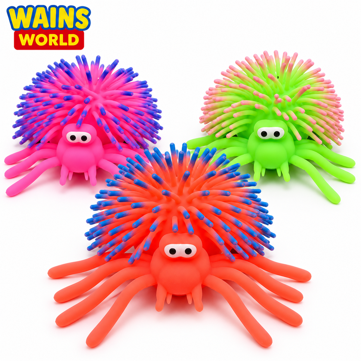 Creepster Squishy Bug sensory toys in red, pink and green