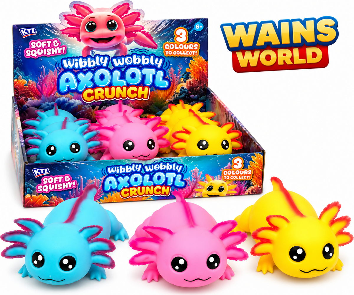Wibbly Wobbly Axolotl Crunch squishy sensory toy