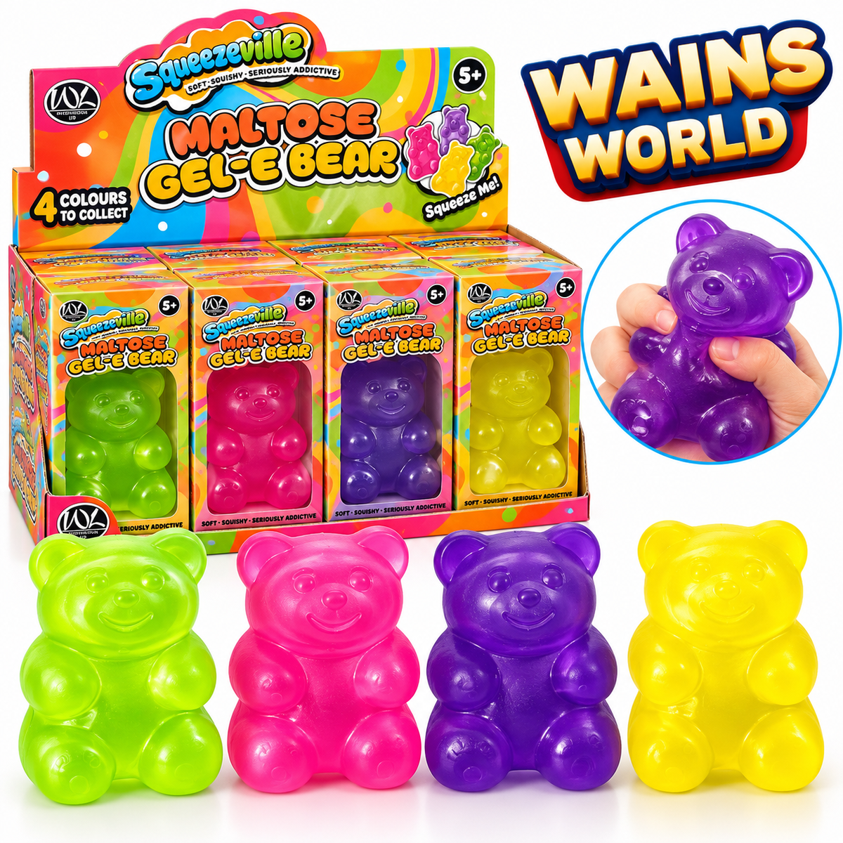 XL Squeezeville Maltose Gel-E Bear squishy sensory toy